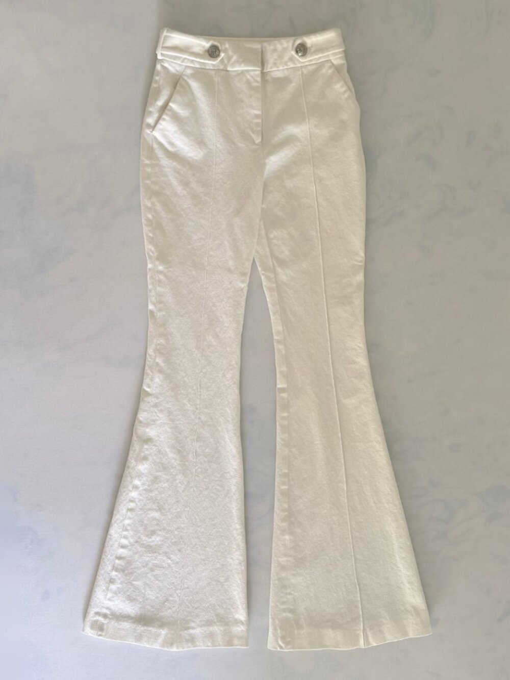 Veronica Beard Elsbury Retro Off-White High Waisted Flare Pants